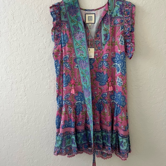 Bell Amira mini Dress, Multi Floral Corales Size Medium - Picture 3 of 7